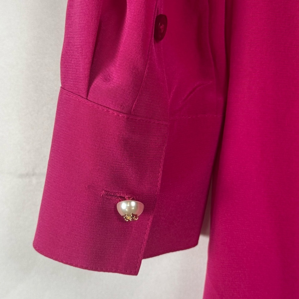 Tory Burch Hibiscus Flower Jane 100% Silk Dress Pink Ruffles Holiday Wedding 8 - Picture 8 of 12